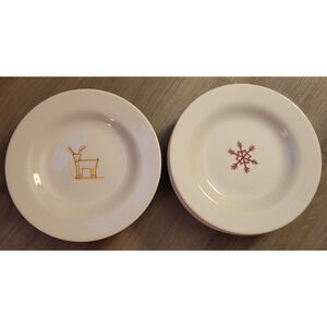 Lot of 7 Potterybarn Holiday Keepsake Snowflake & Reindeer Salad Dessert Plates